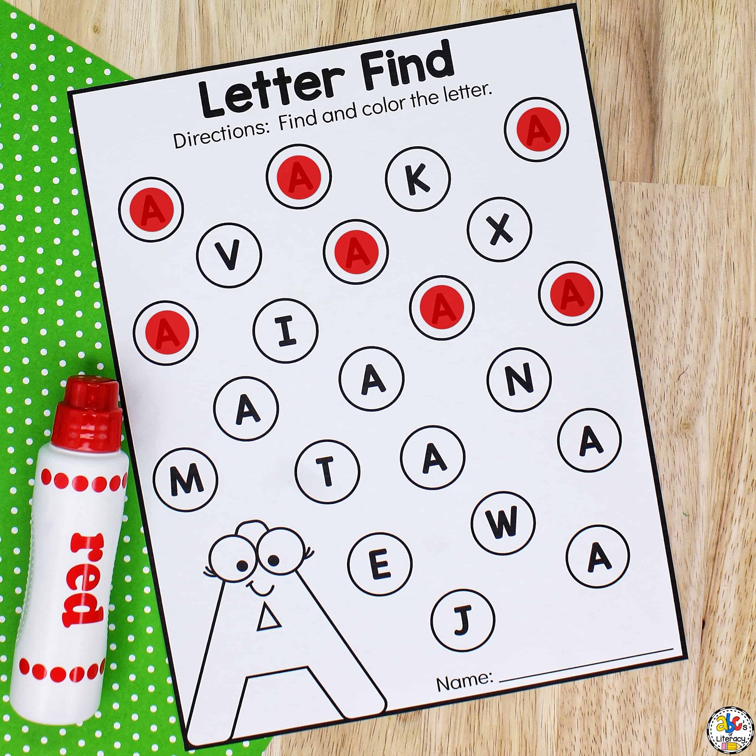 Find The Letter A Worksheet Letter Recognition Activity