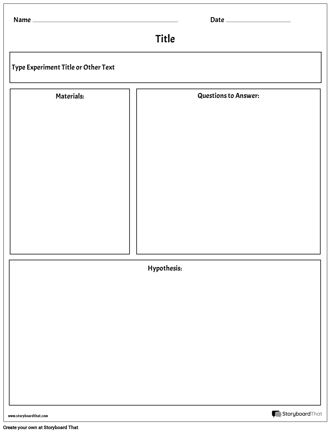 Free Lab Report U0026 Worksheet Templates Storyboard That