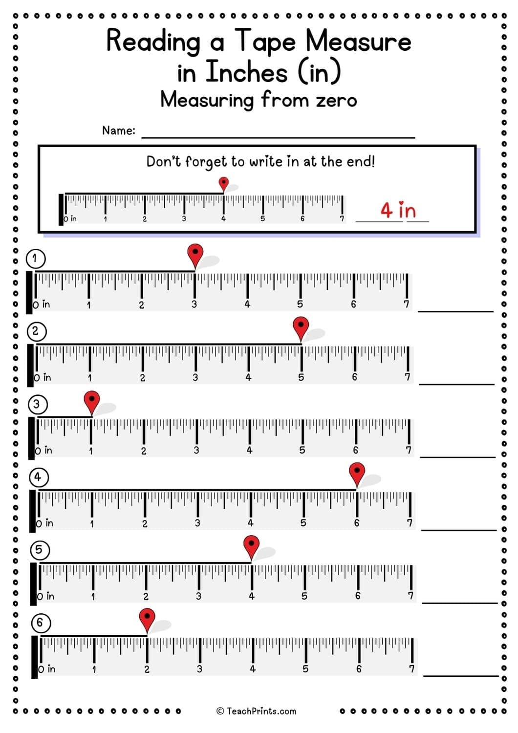Free Measuring Tape Worksheets Teach Prints