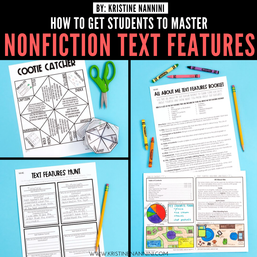 FREE Nonfiction Text Features Printables And Activities Print And Digital In The Classroom With Kristine Nannini
