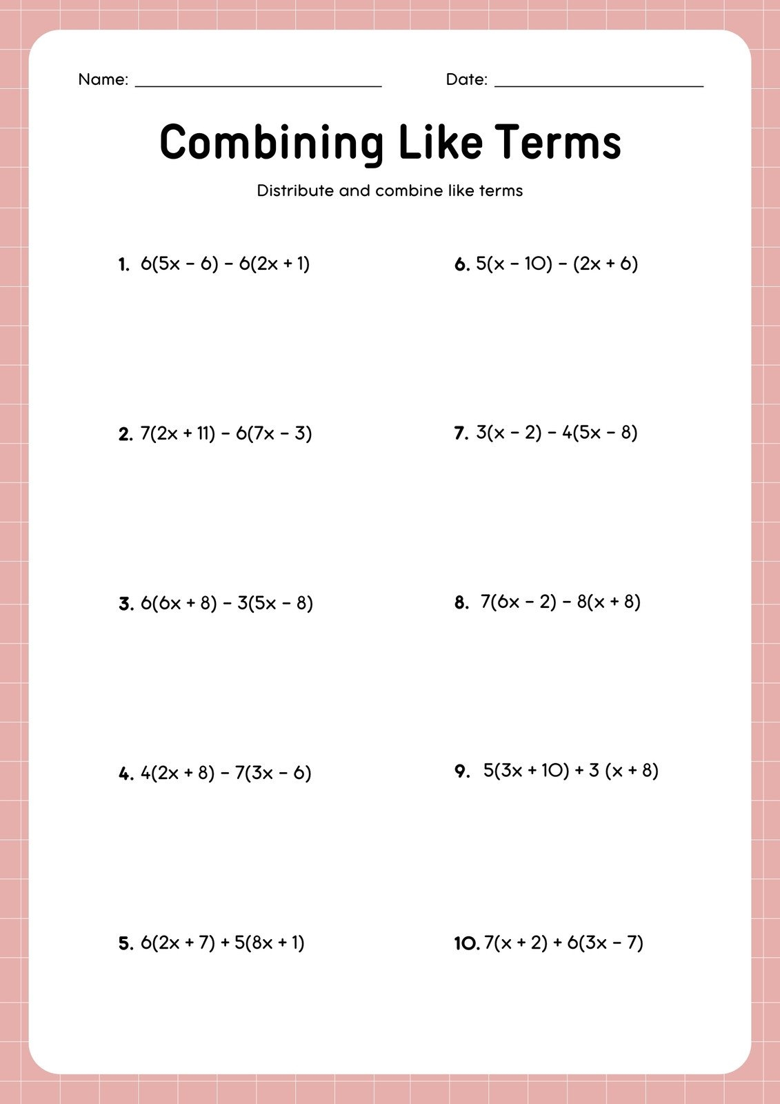 Free Printable 8th Grade Math Worksheet Templates Canva