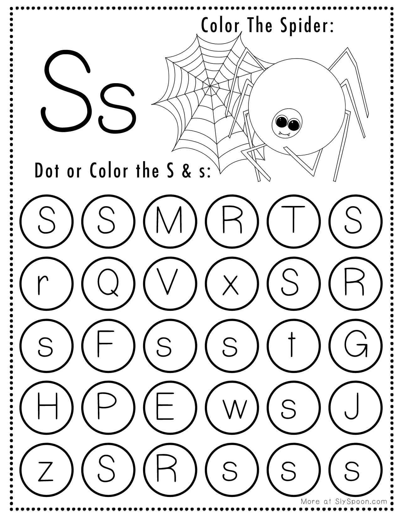 Free Printable Letter S Worksheets Sly Spoon