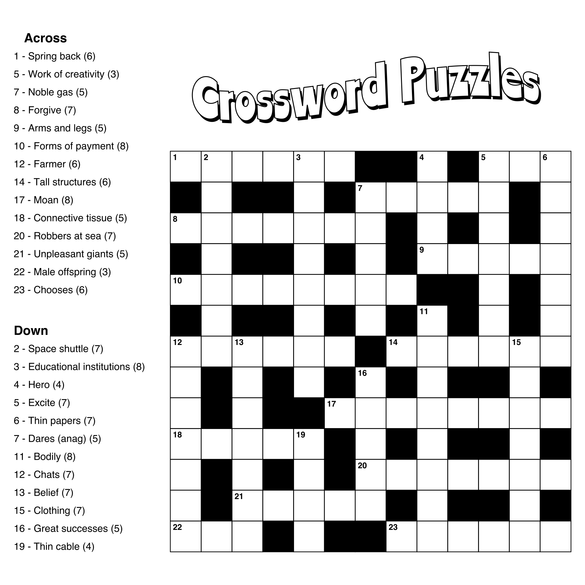 Free Printable Puzzles Crosswords Download Free Printable Puzzles 