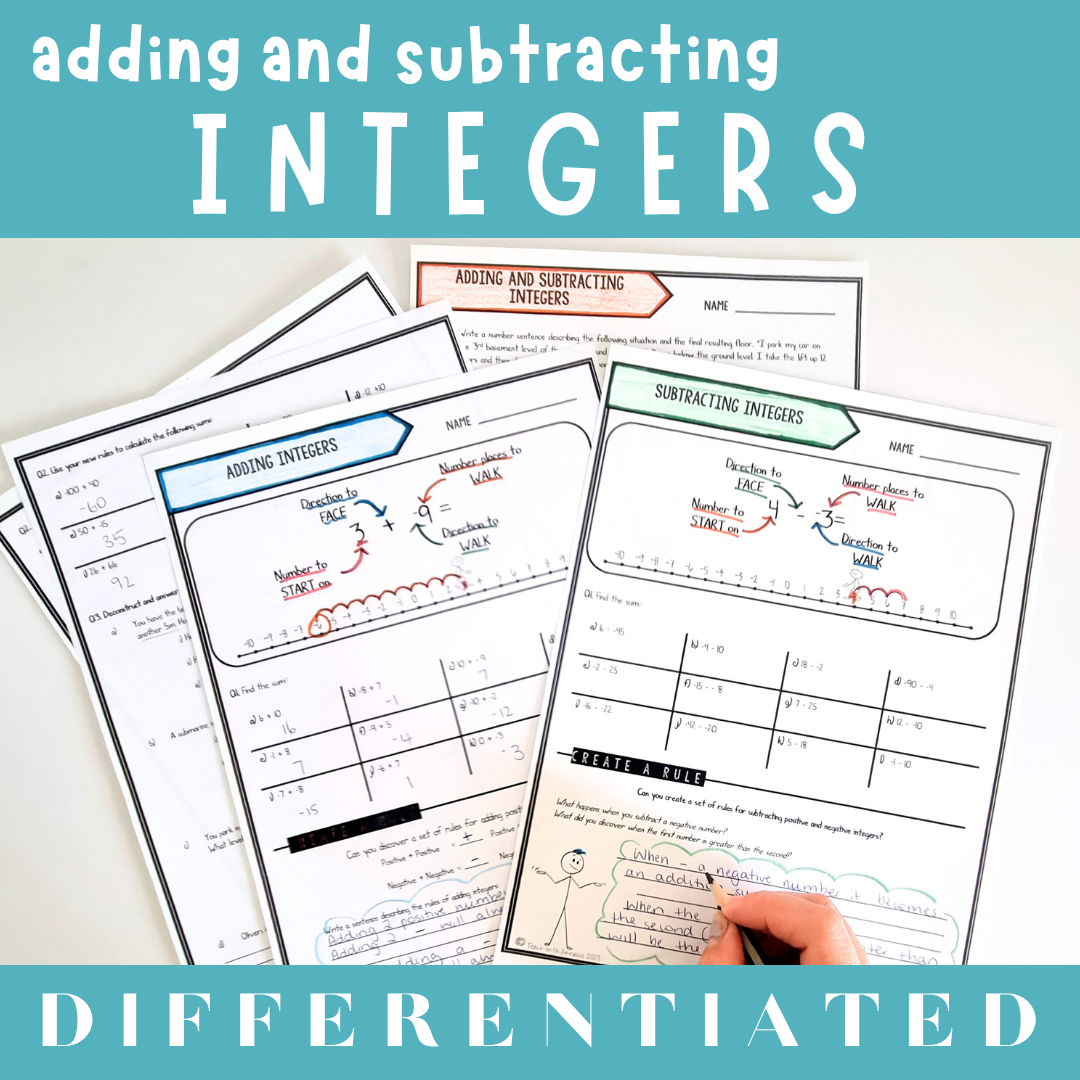 Grade 7 Add And Subtract Integers Worksheets Differentiated Digital And Printable Teacher Professional Development
