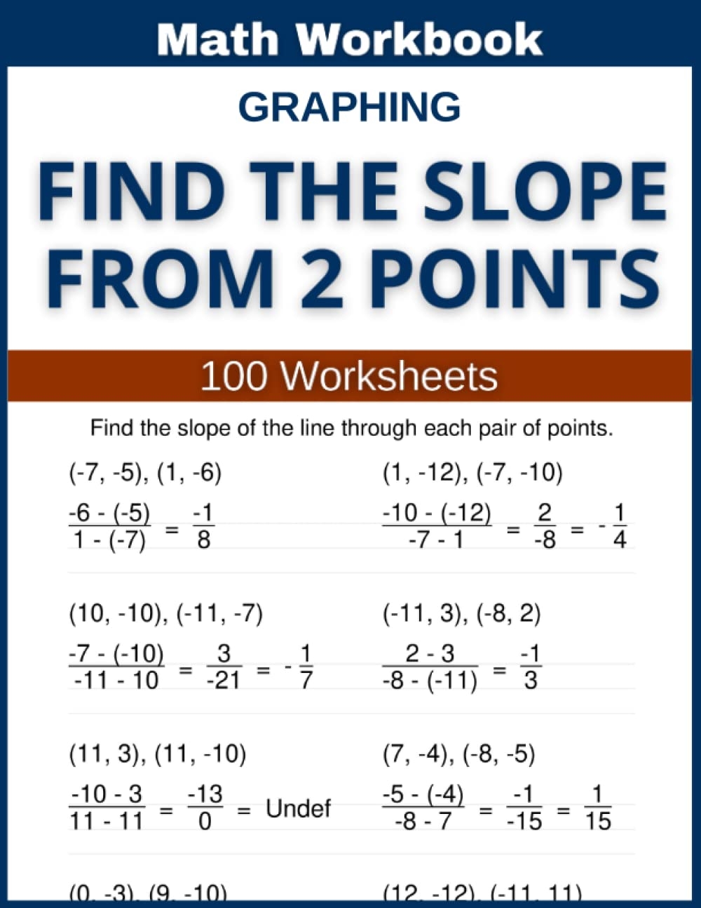 Graphing Find The Slope From 2 Points Math Workbook 100 Worksheets Hands on Practice For Finding Slope From 2 Points In Math Amazon co uk Atkins 