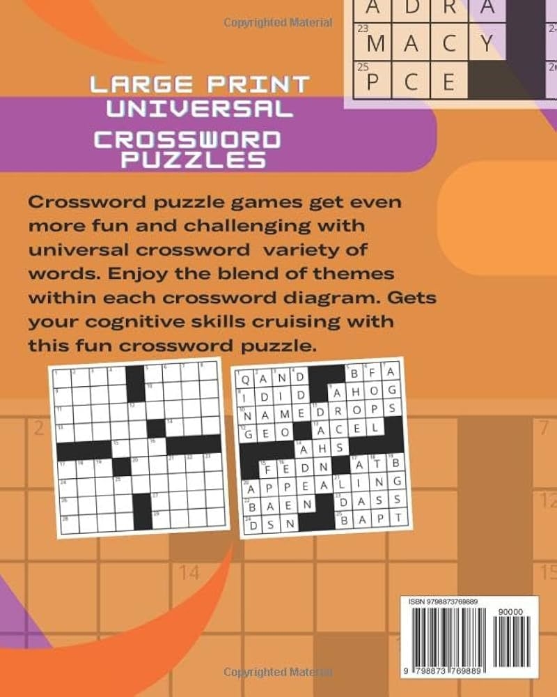 Large Print Universal Crossword Puzzles Variety Crossword Puzzle 