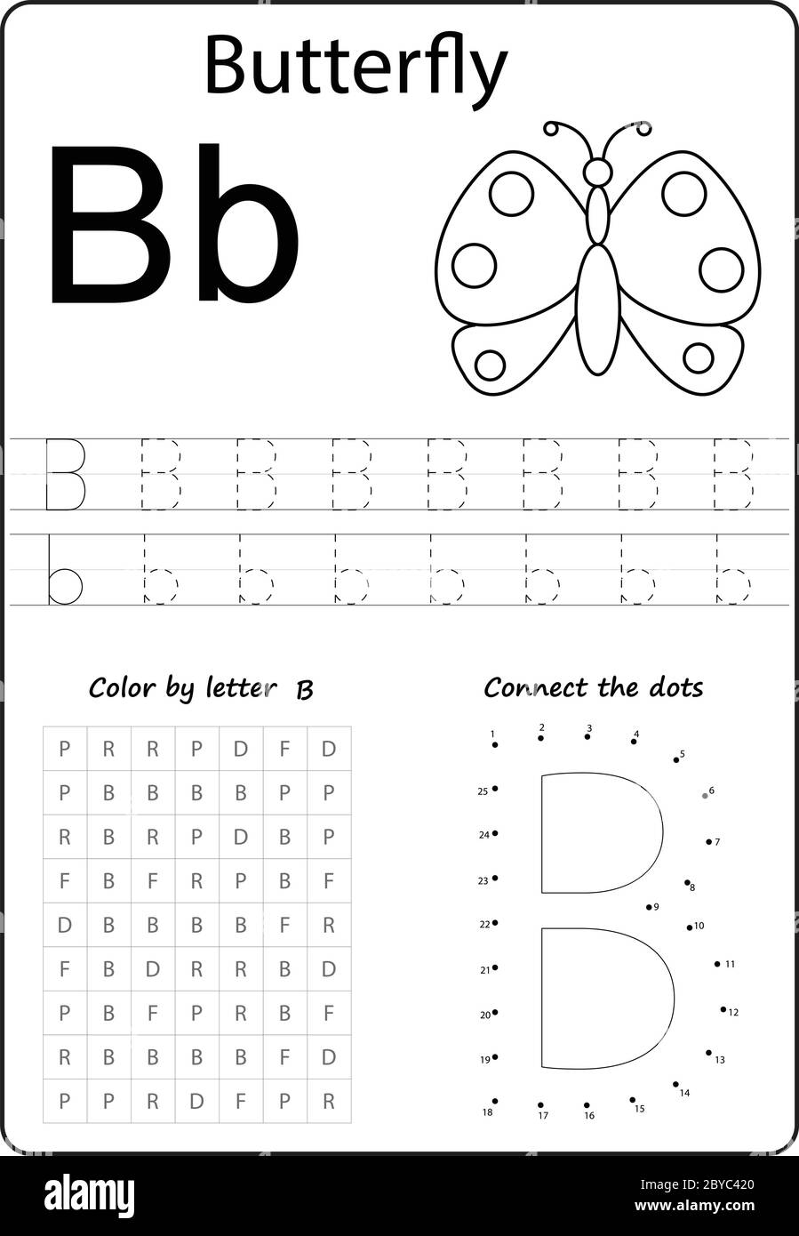 Letter B Alphabet Letter Worksheet Task For Kids Learning Letters Stock Vector Image U0026 Art Alamy