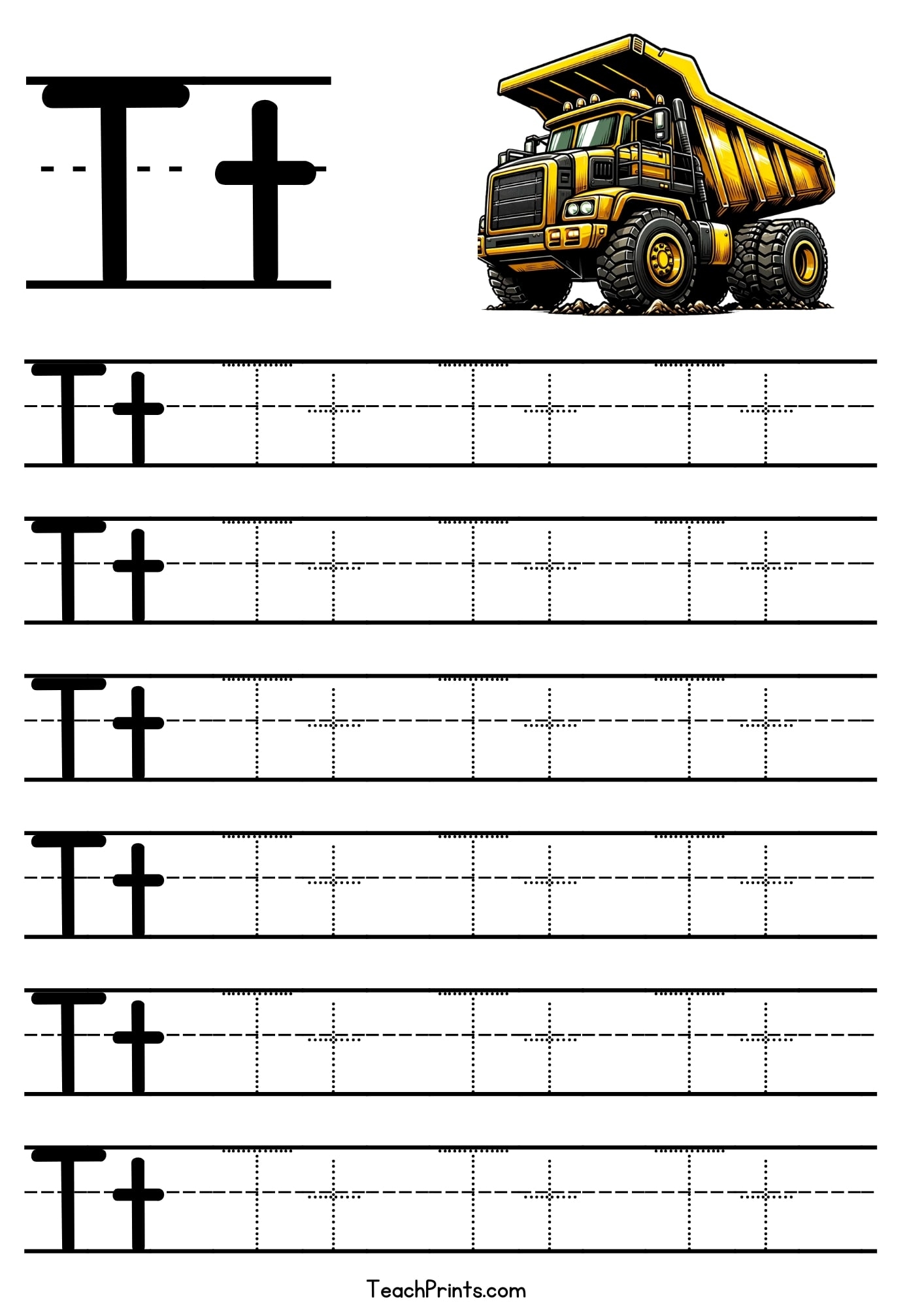 Letter T Tracing Worksheet Free Printables Teach Prints