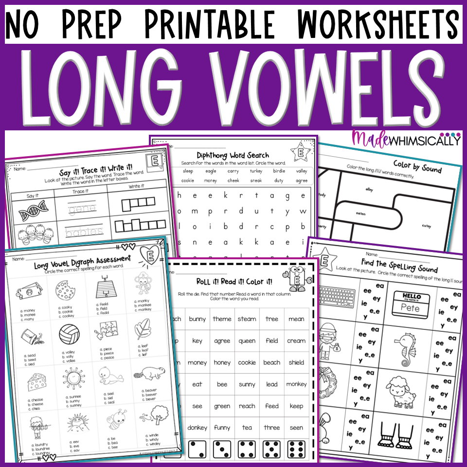 Long Vowel Worksheets Vowel Team U0026 CVCe Printables And Phonics Worksheets