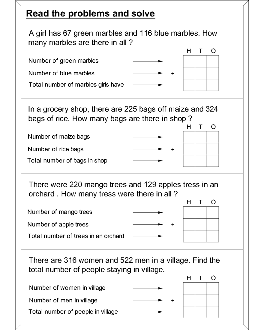 Math Worksheet For Addition Word Problems Math Worksheet For Addition Word Problems