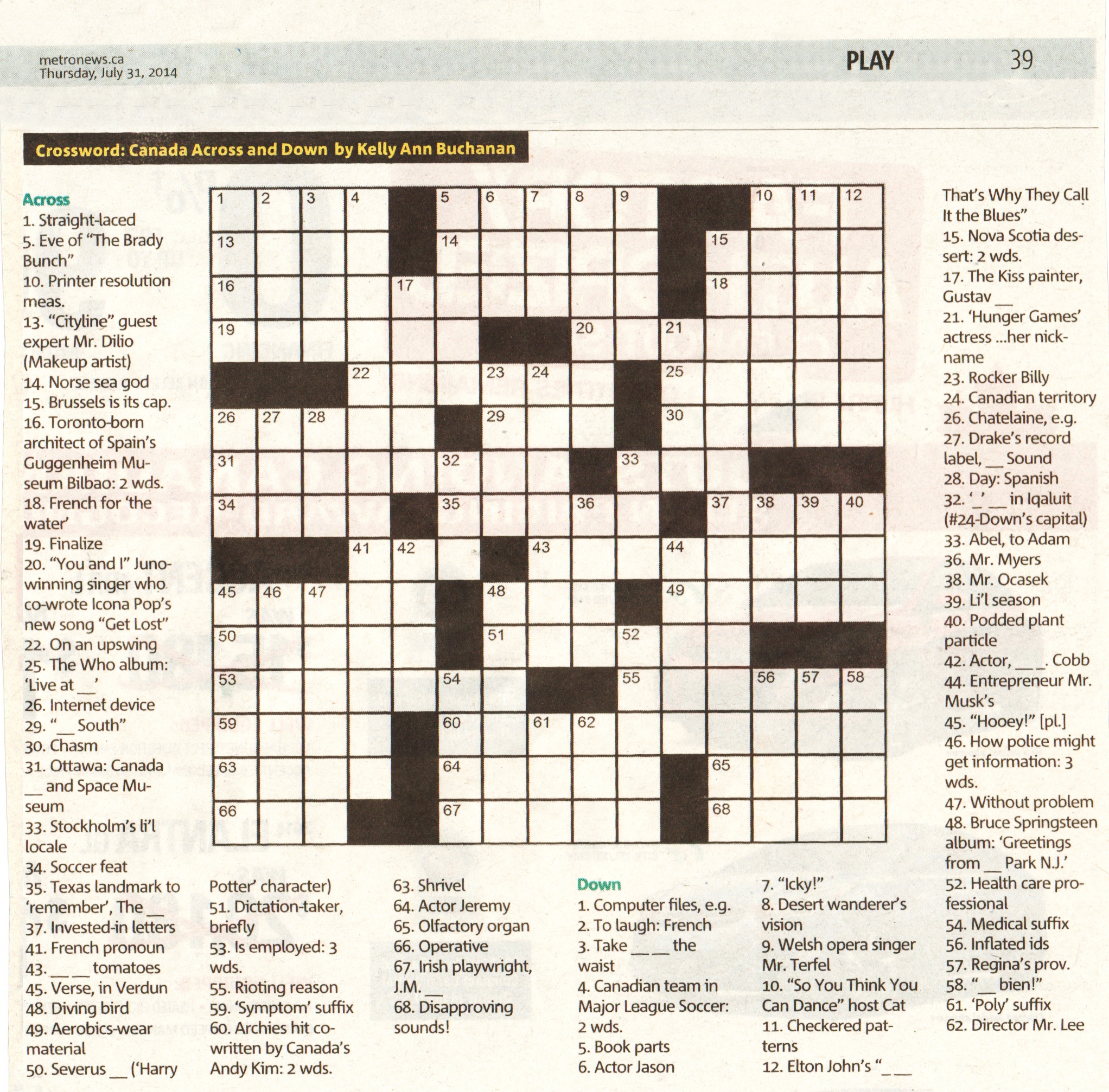 Metro News Crossword 13 Across Dino Dilio Dino Dilio Beauty