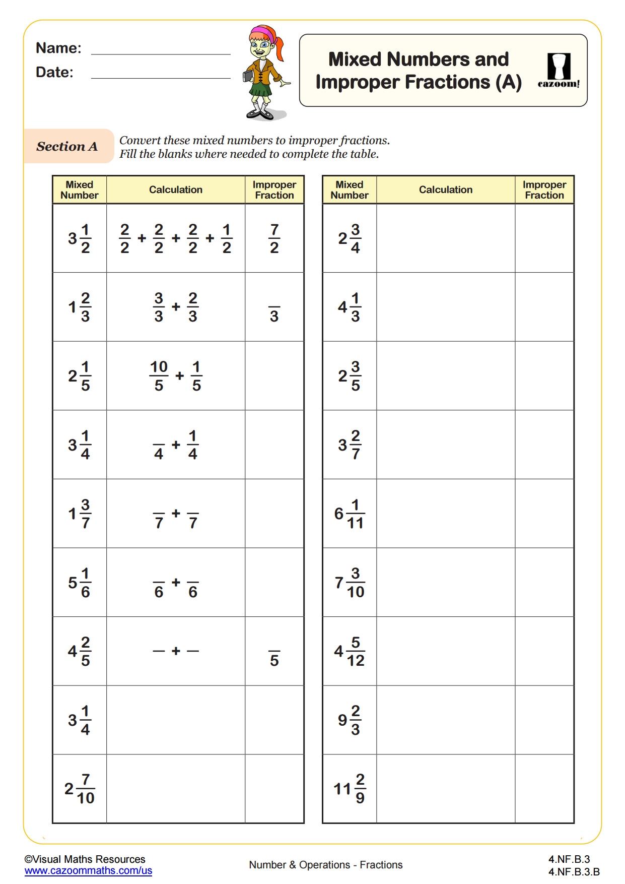 Mixed Numbers U0026 Improper Fractions A Fun And Engaging 4th 