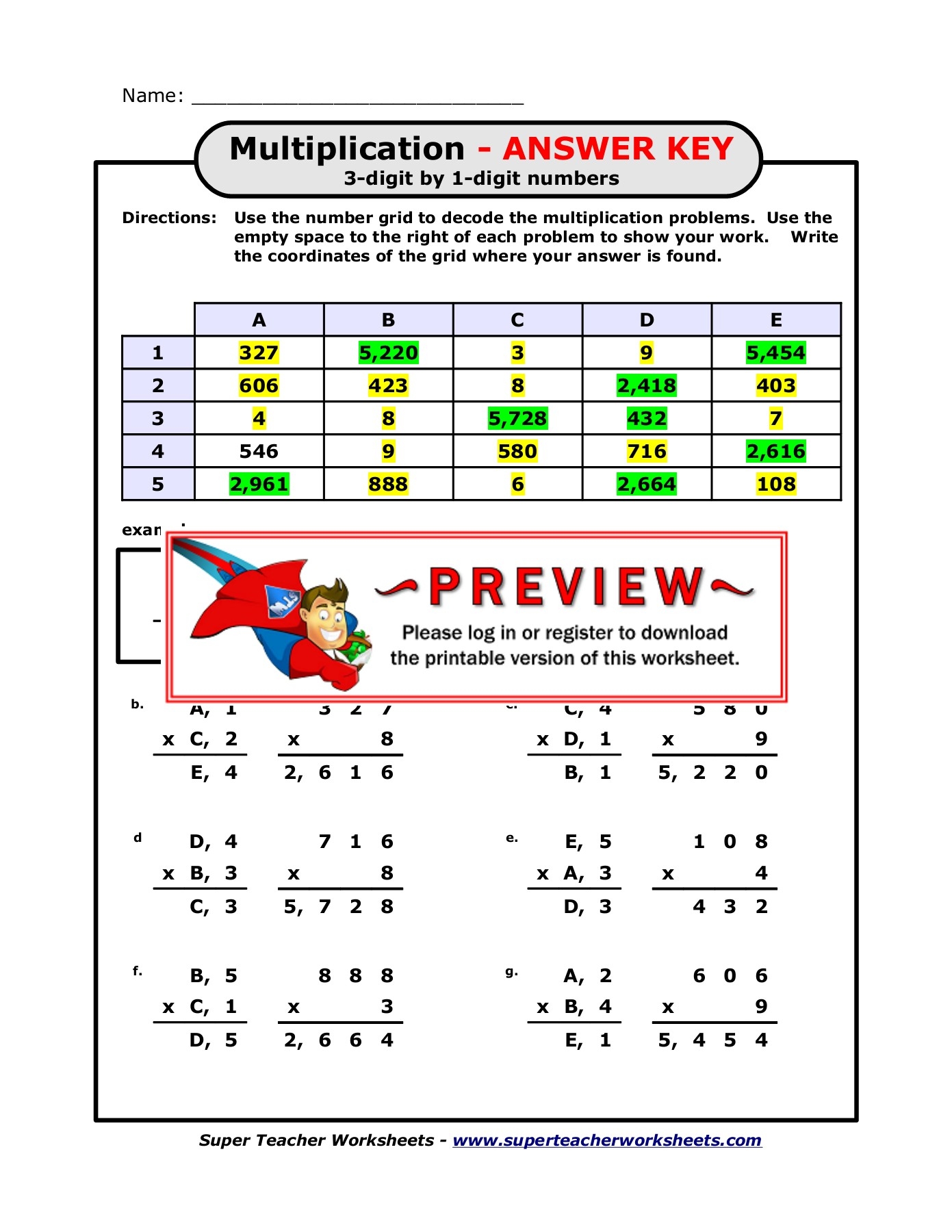 Multiplication Super Teacher Worksheets