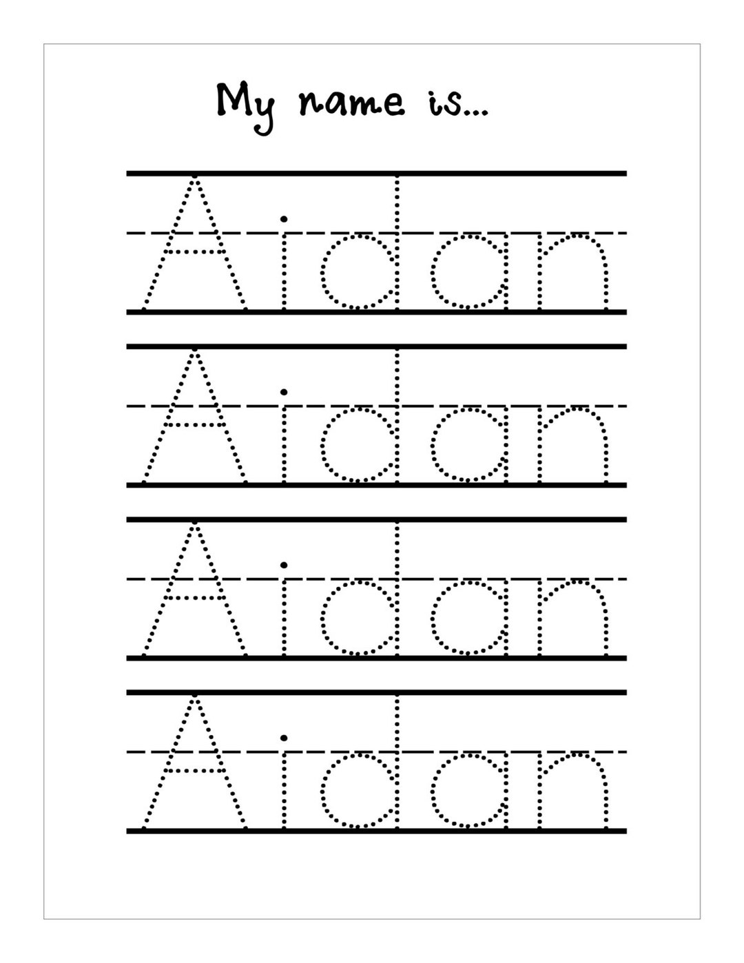 Name Trace Worksheet DIGITAL FILE Printable For Pre Schoolers kindergarteners Etsy Australia