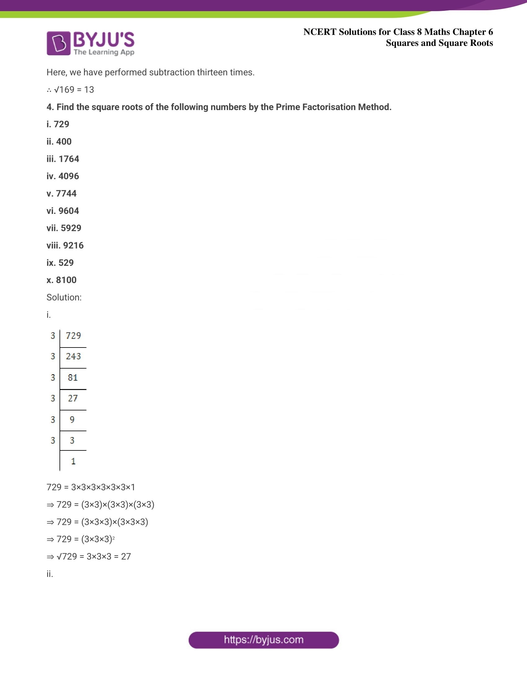 NCERT Solutions For Class 8 Maths Chapter 6 Squares And Square Roots