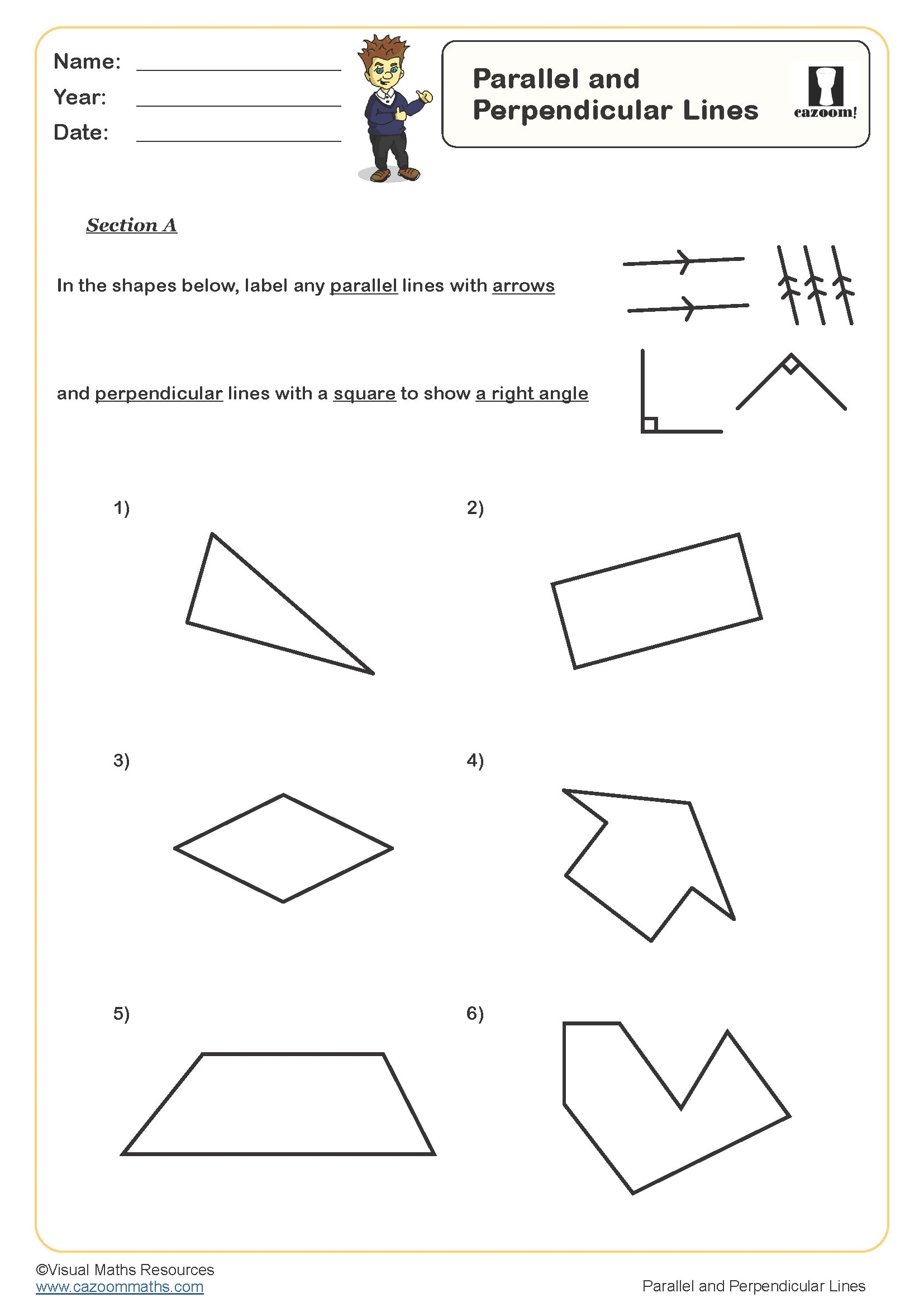 Parallel And Perpendicular Lines Worksheet PDF Printable
