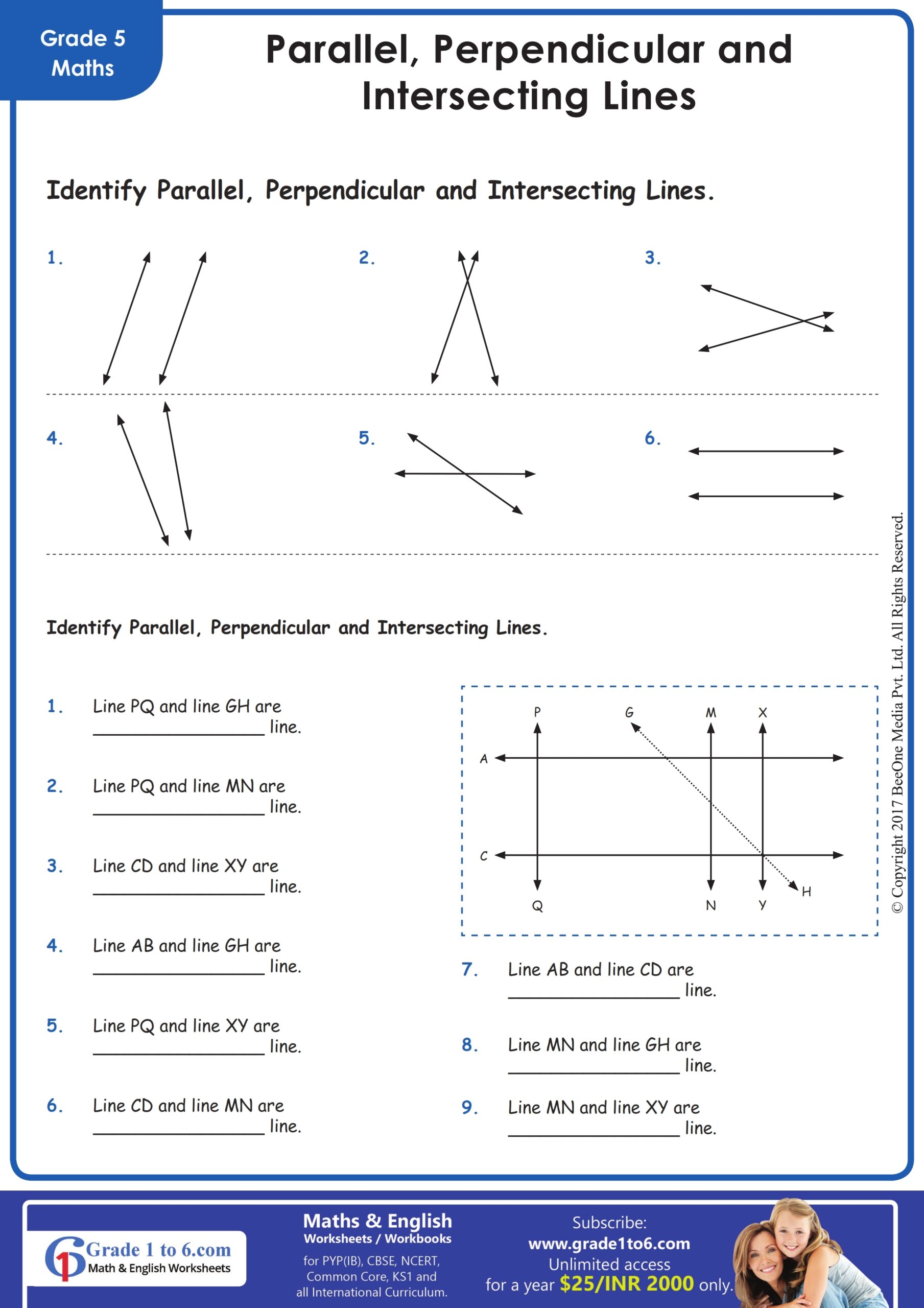 Parallel Perpendicular U0026amp Intersecting Lines Worksheet 