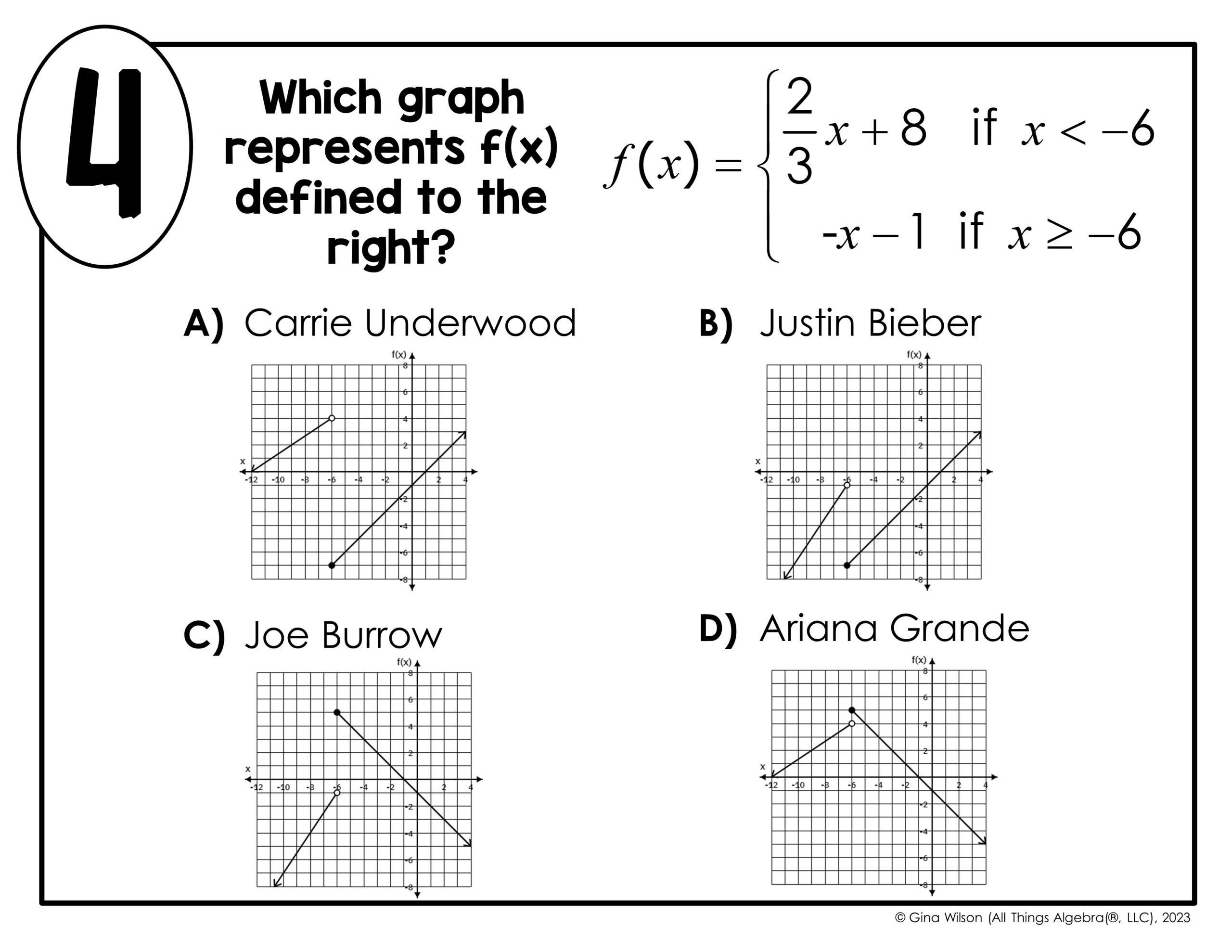 Piecewise Functions Linear Functions Only Math Lib Activity
