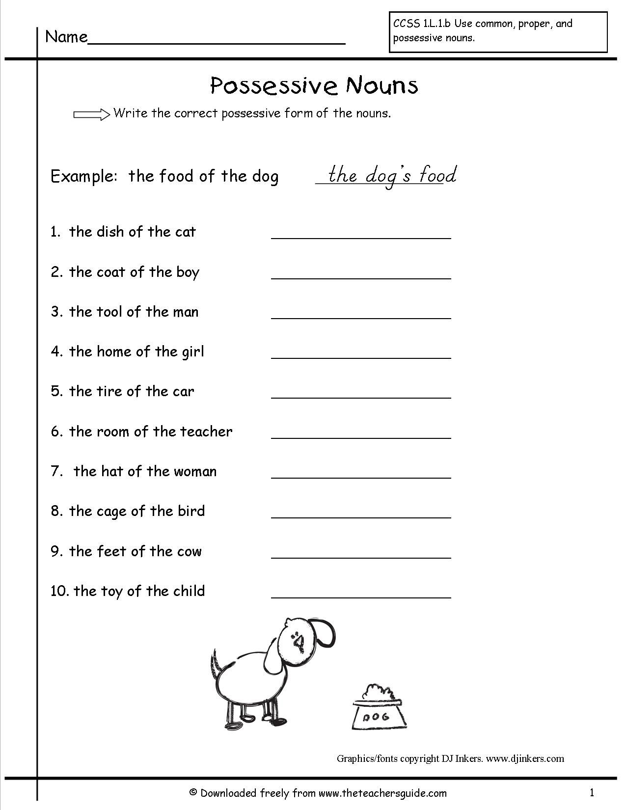 Possessive Nouns Worksheets From The Teachers Guide Possessive Worksheets Library