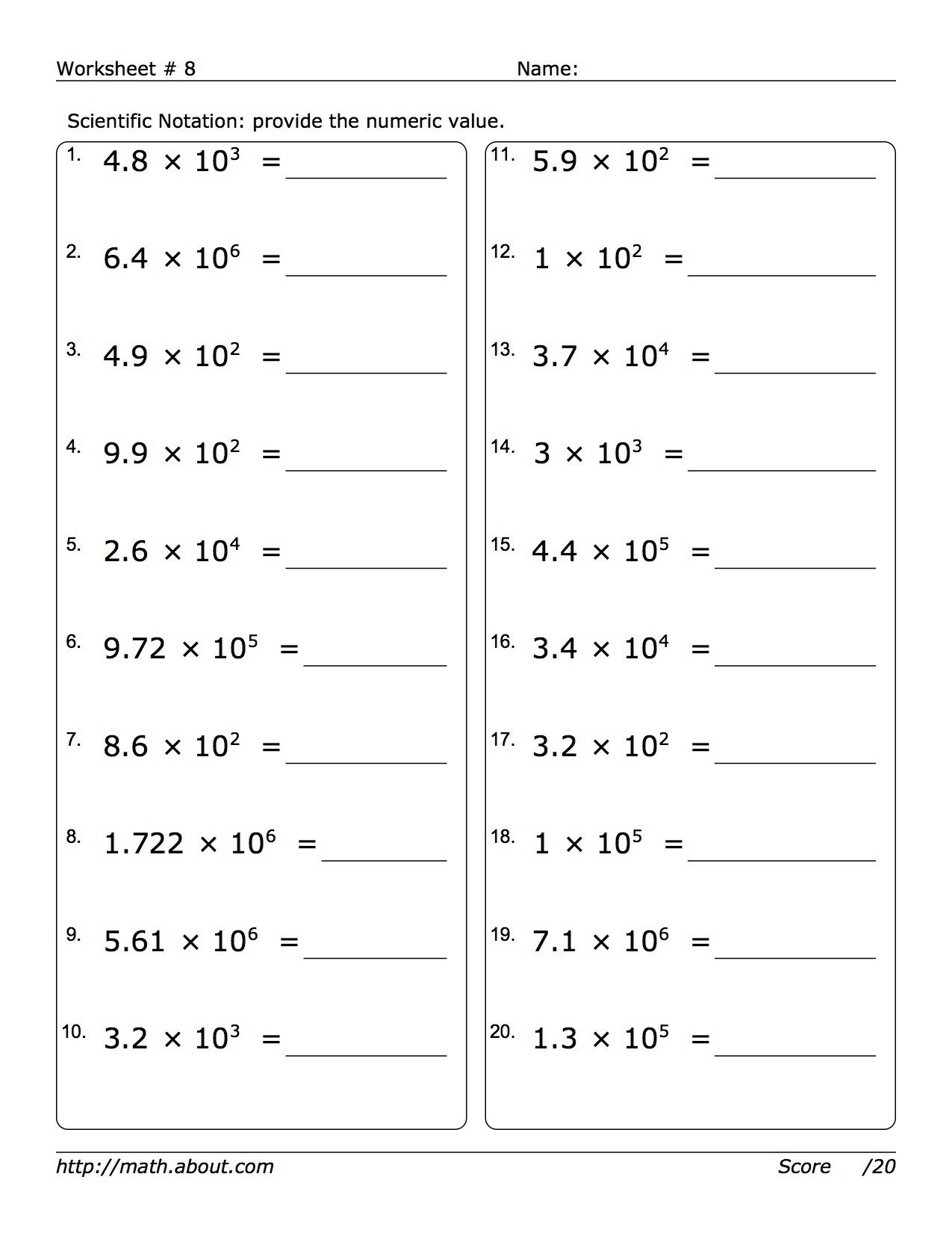 Pre Algebra Worksheets Powers Of 10 Worksheets Library