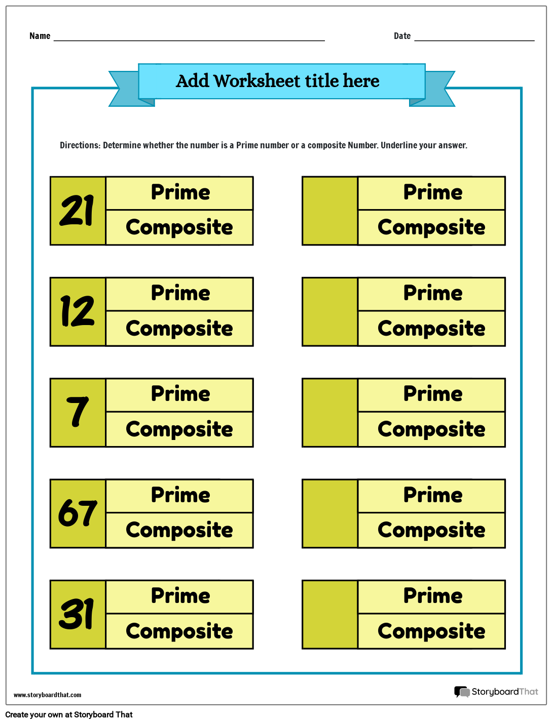 Prime U0026 Composite Numbers Worksheets Free U0026 Customizable