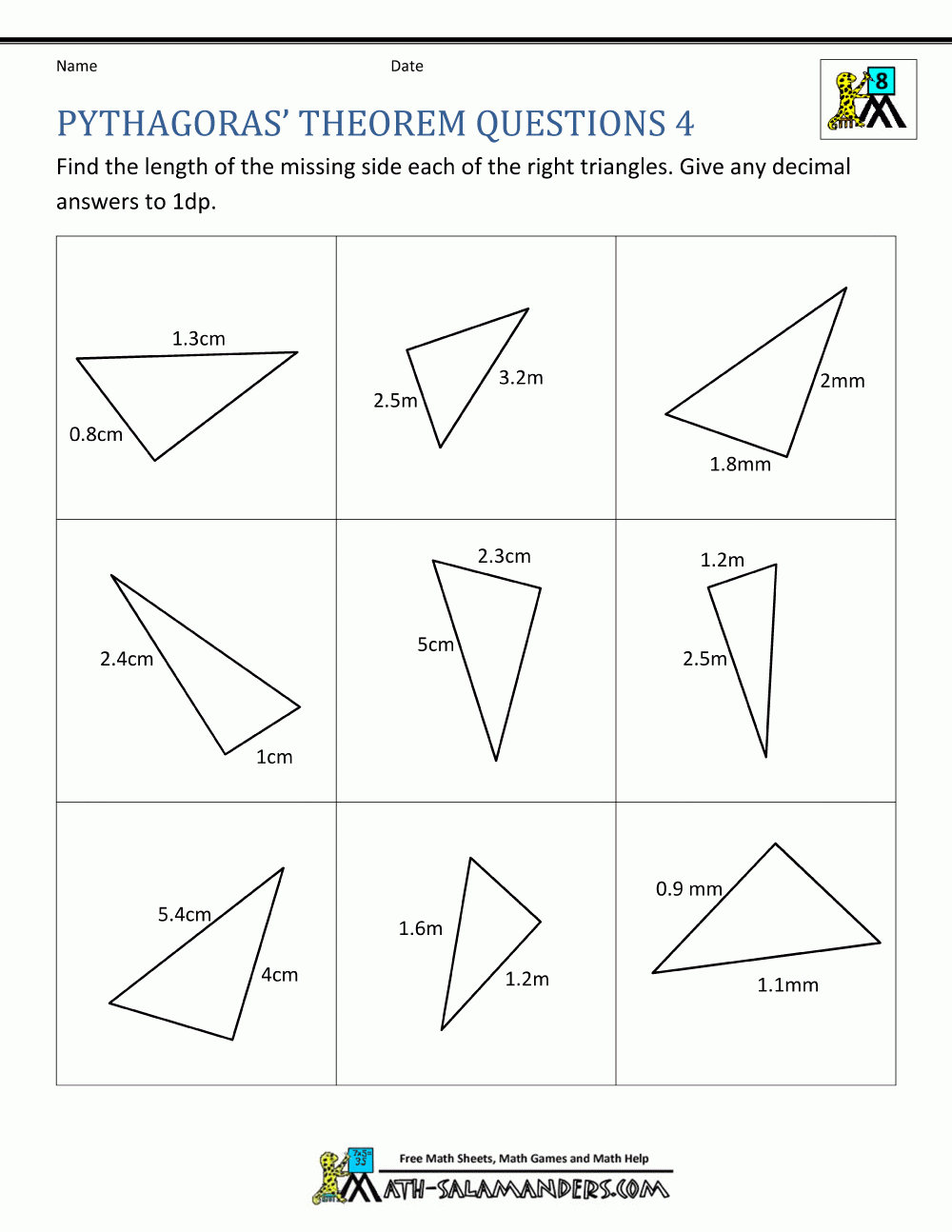 Pythagoras Theorem Questions