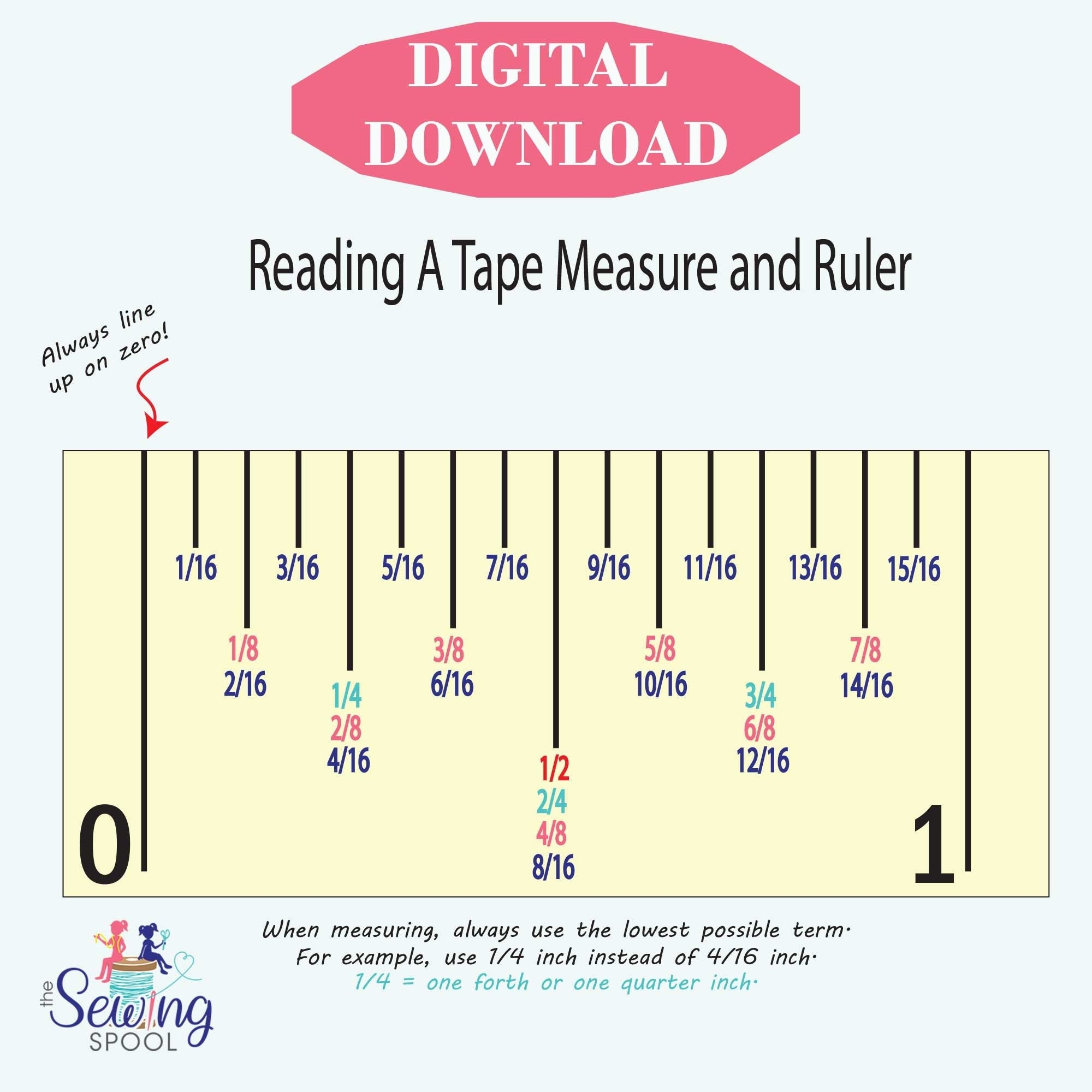 Reading A Tape Measure And Ruler PDF DIGITAL DOWNLOAD Etsy