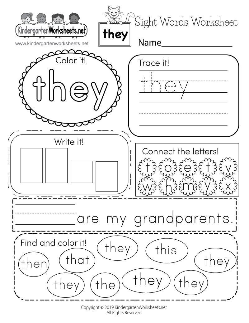 Sight Word they Worksheet Free Printable Digital U0026 PDF