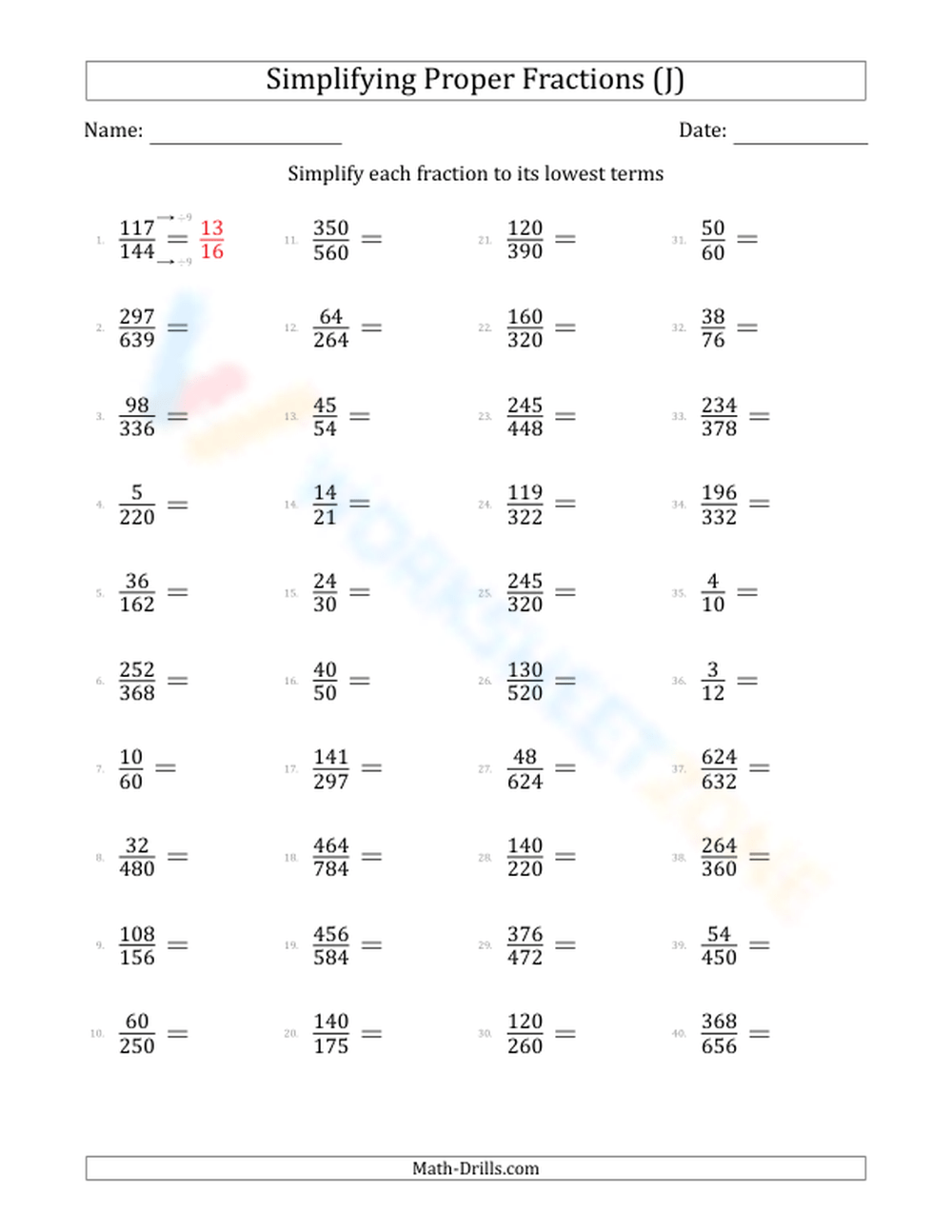 Simplify Fractions hard 10 Worksheet Worksheets Library