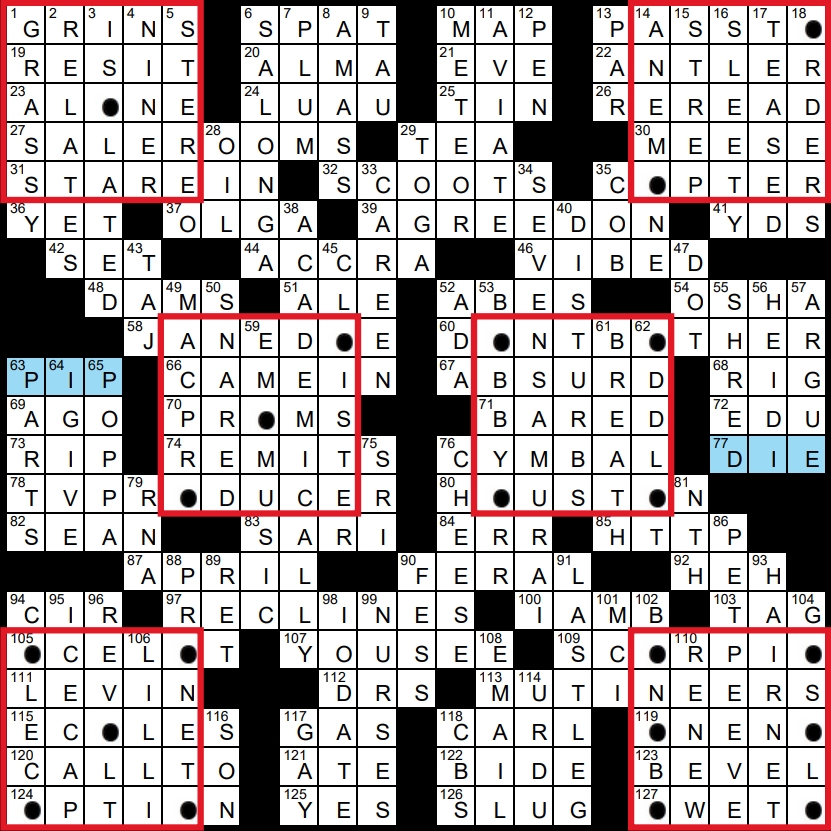 Solution To Evan Birnholz s April 2 Crossword On A Roll The 