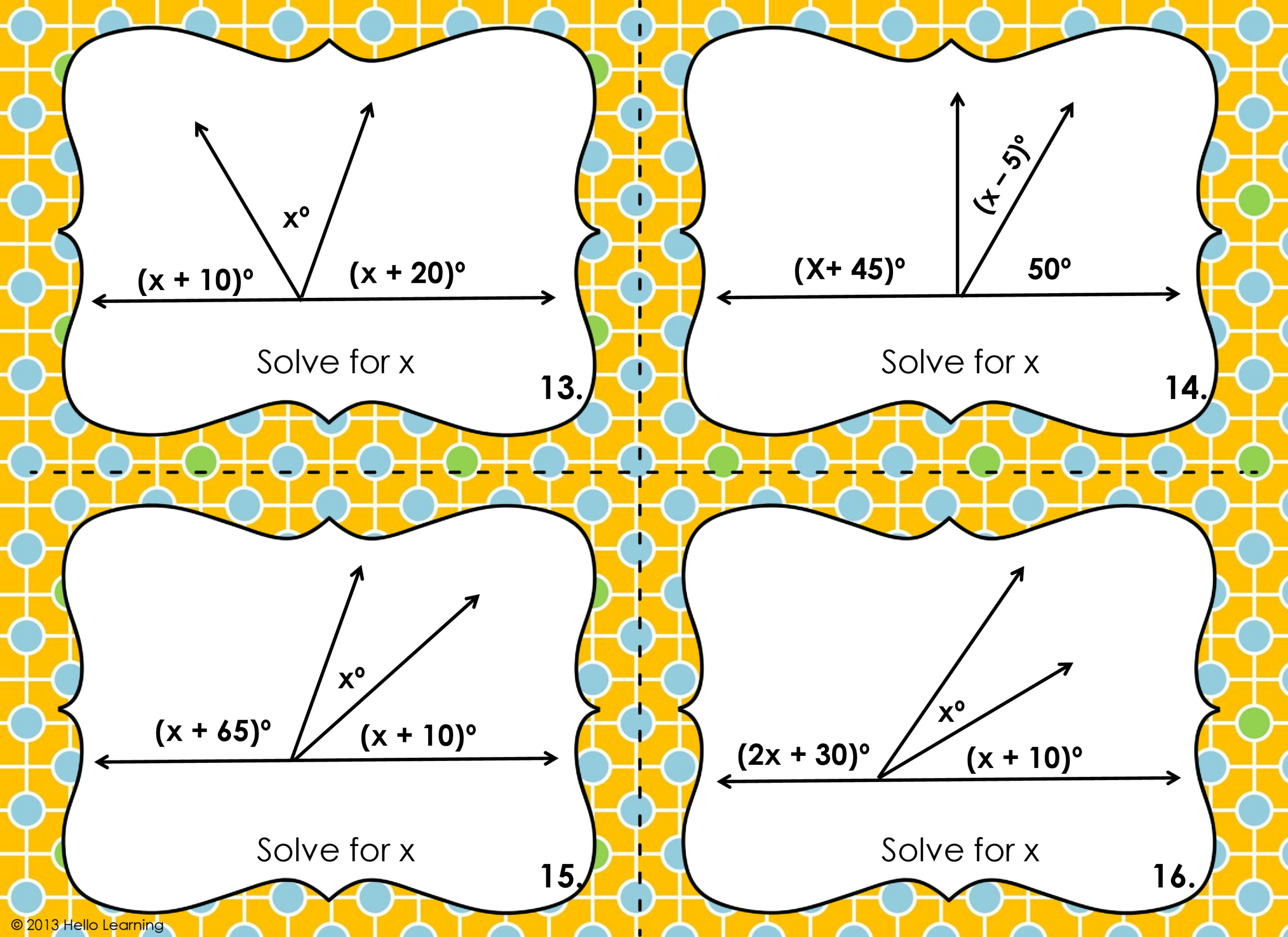Solving Equations With Complementary Supplementary Angles Shelly Ferner Library Formative
