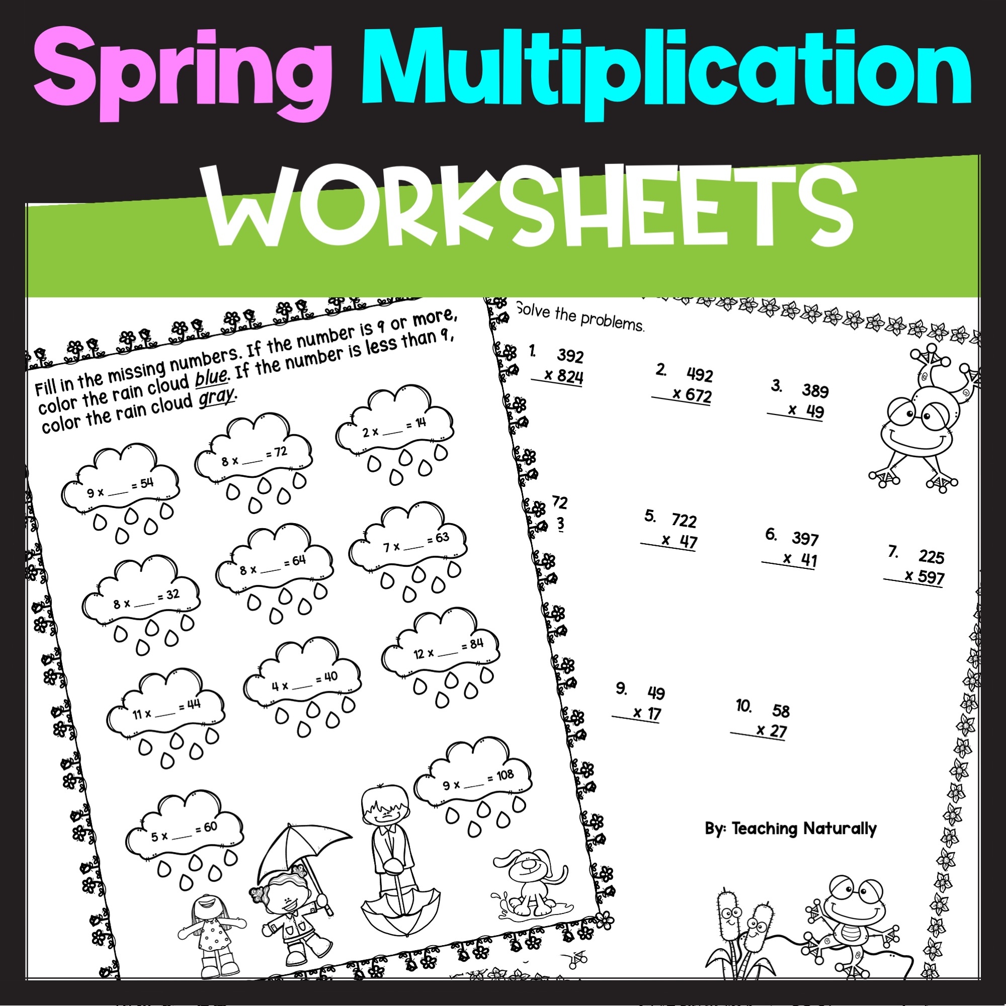 Spring Multiplication Fact Practice Worksheets Multiplying Multi 