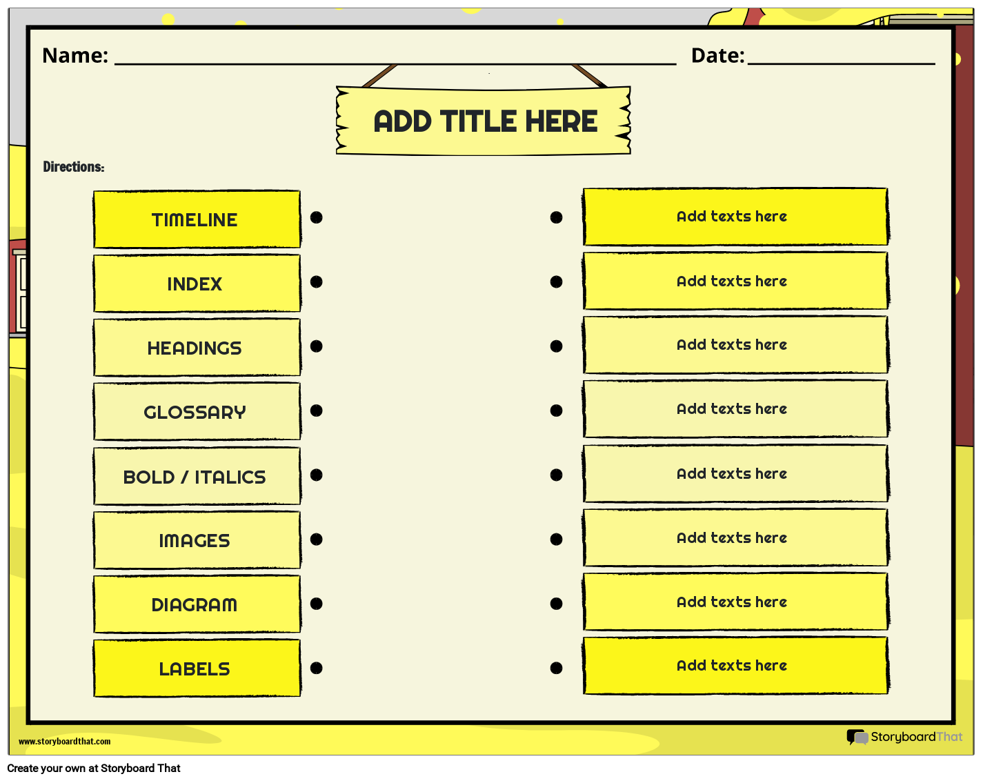 Storyboard That Text Features Worksheets For Reading