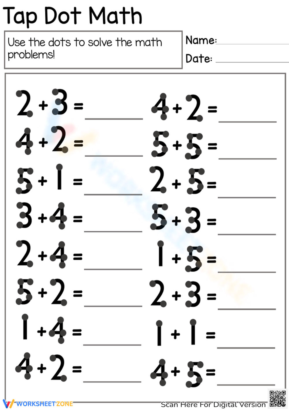Touch Math Worksheets