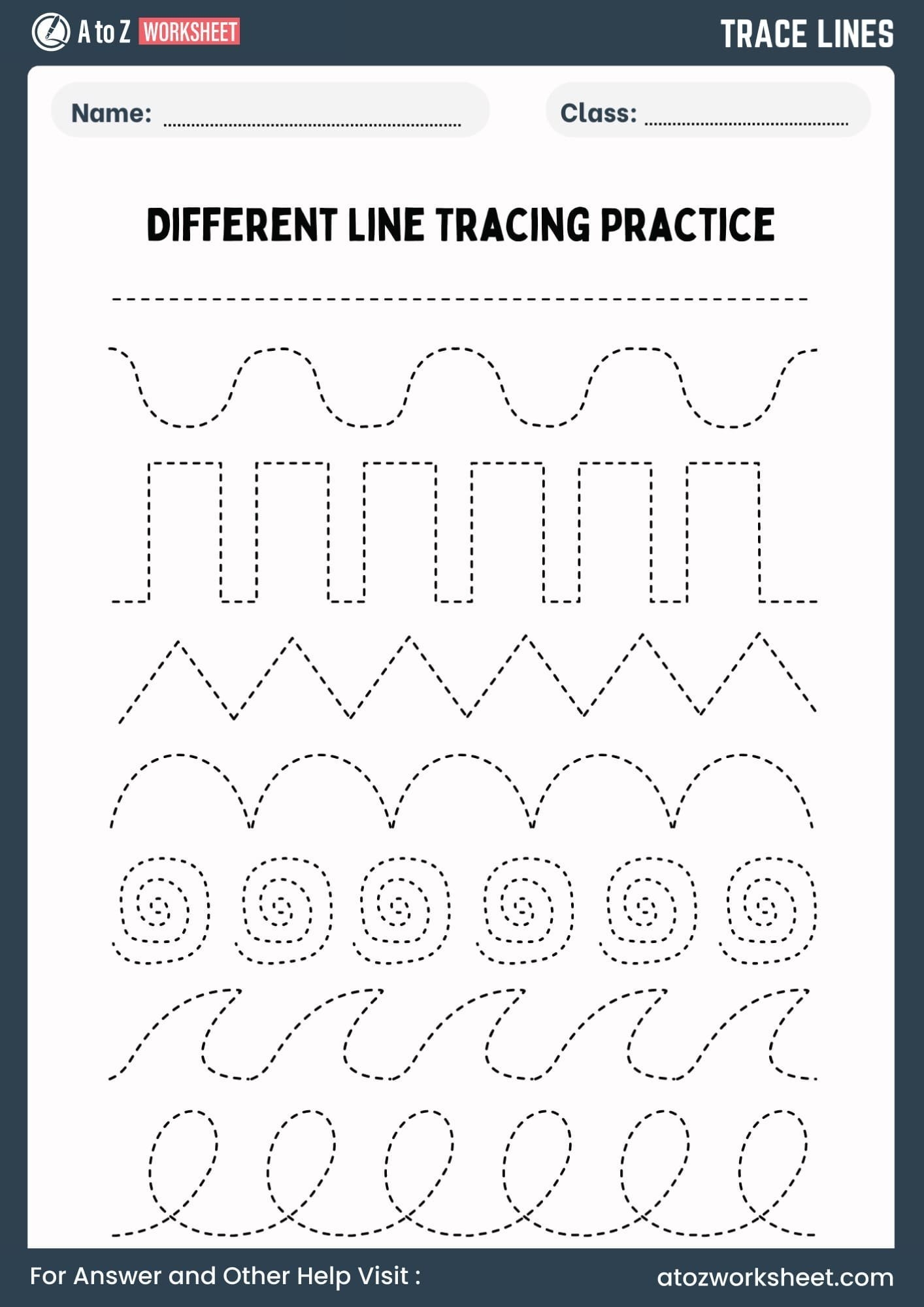 Tracing Lines Worksheetsu200b For Kids Free PDF A To Z Worksheet