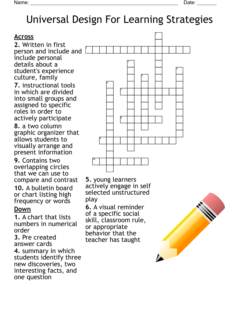 Universal Design For Learning Strategies Crossword WordMint