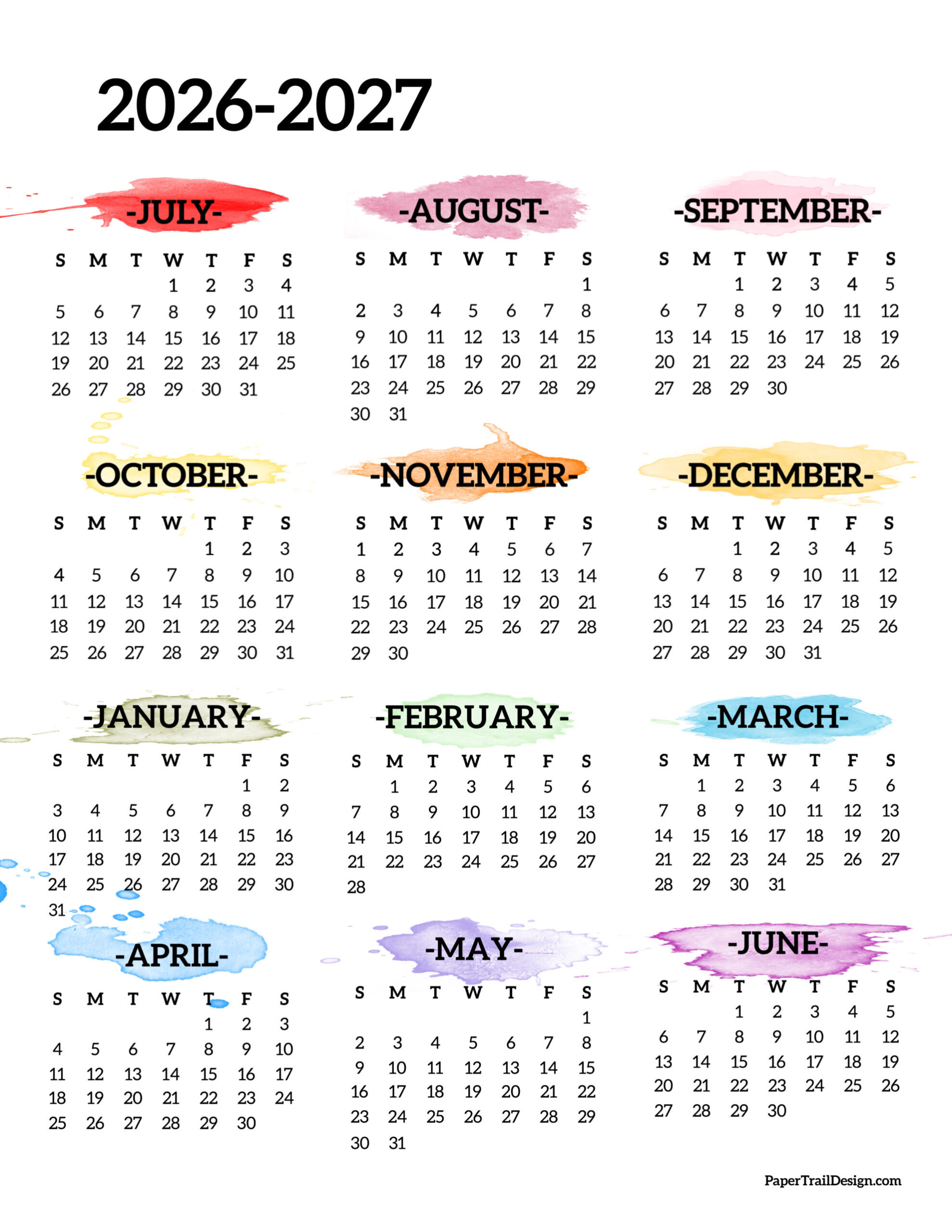 2026 2027 School Year Calendar Free Printable