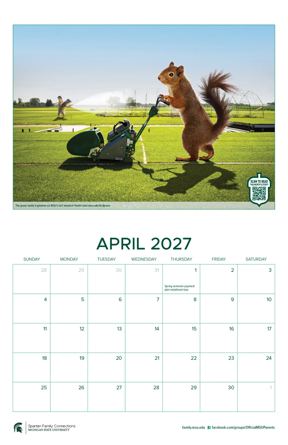 2026 2027 Spartan Family Calendar