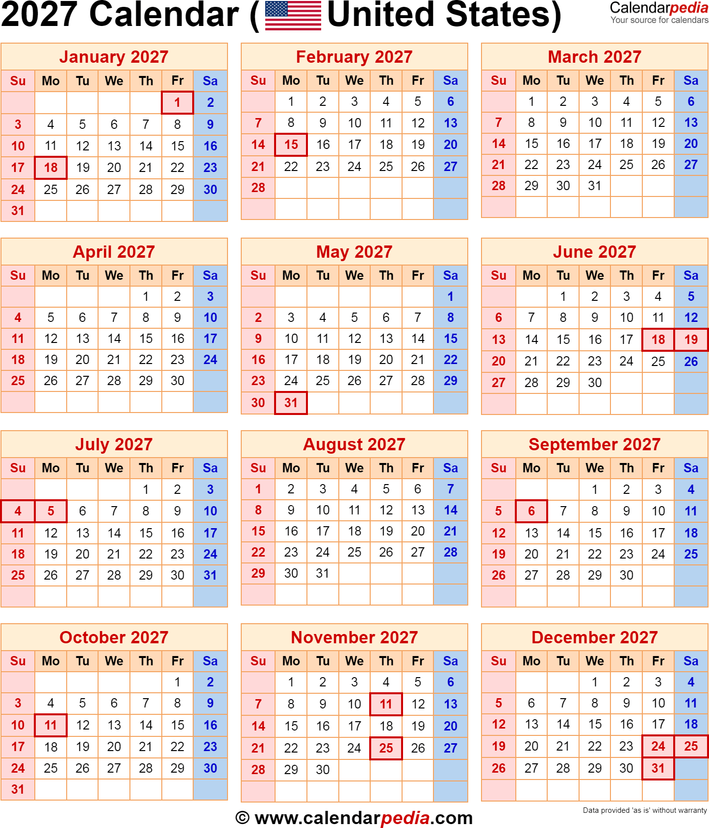 2027 Calendar