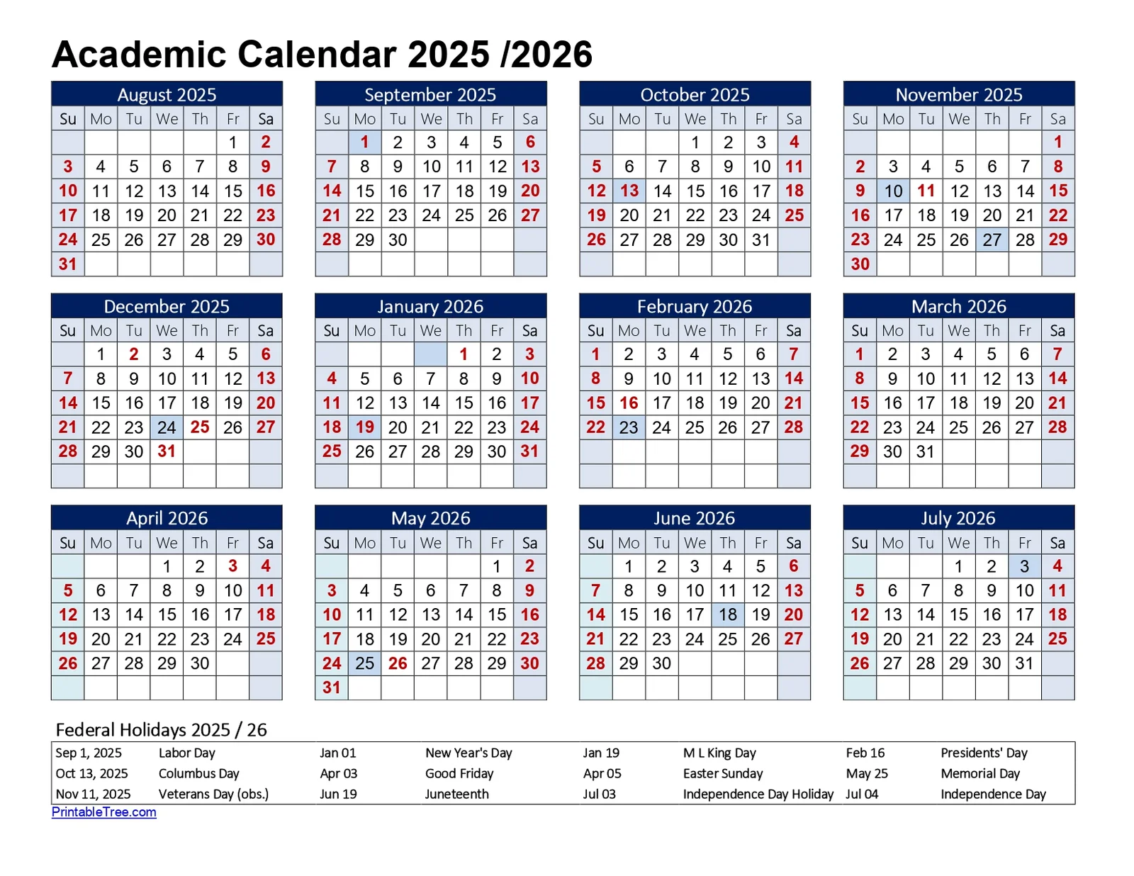 Academic Calendar 2026 To 2027 Templates