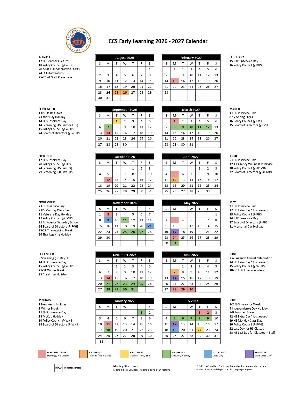 Annual Calendar