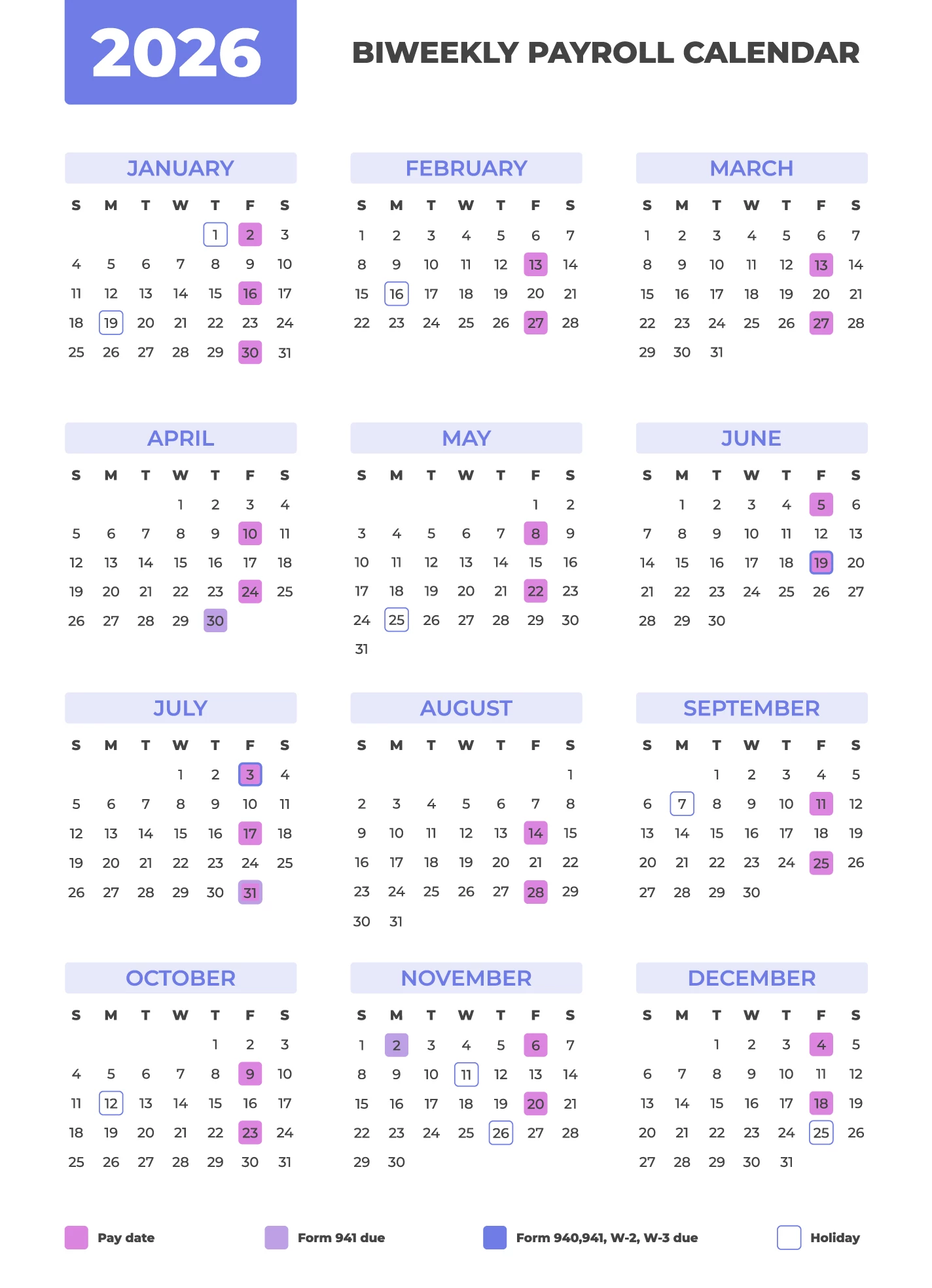 Biweekly Payroll Calendar 2024 2025 Free Google Docs Template