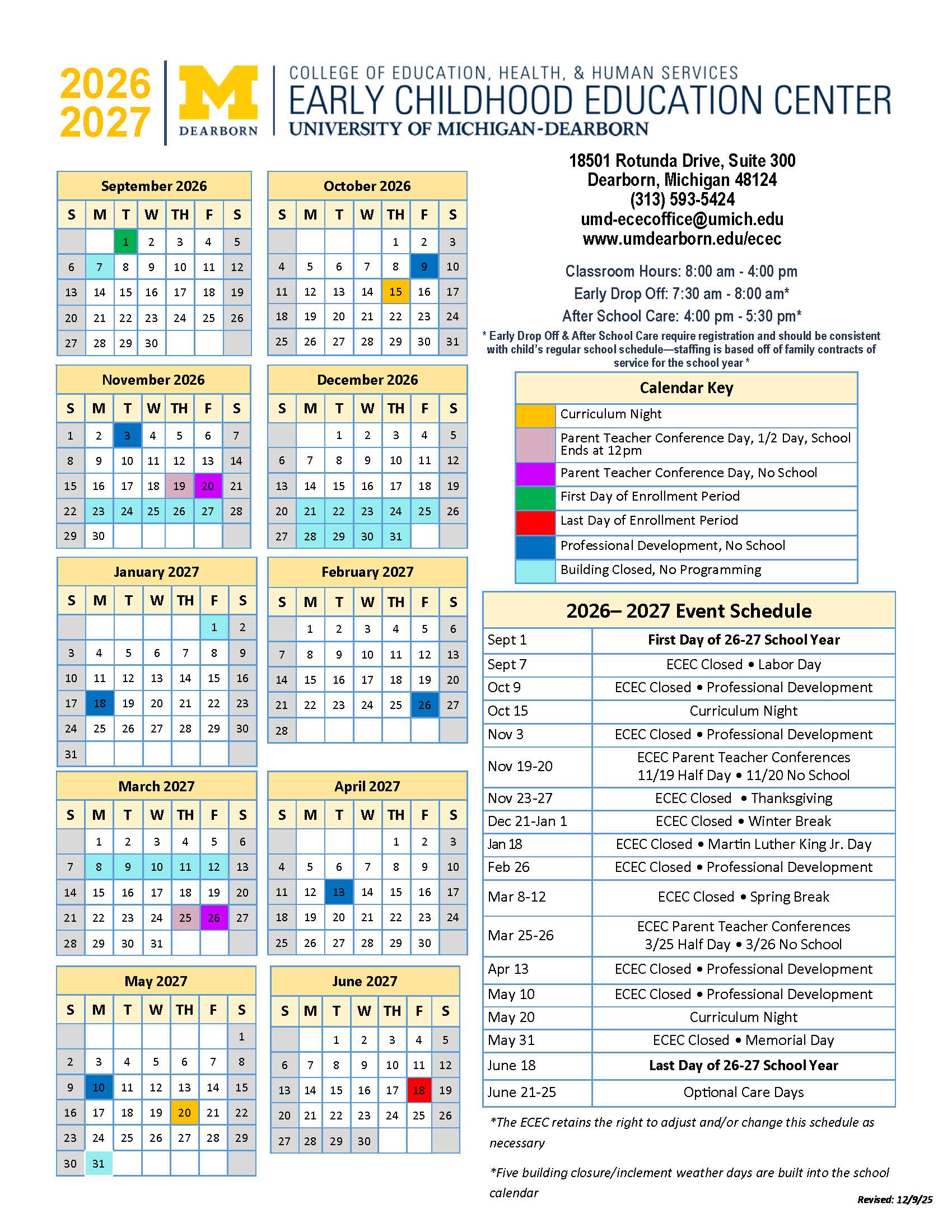 Ecec School Year