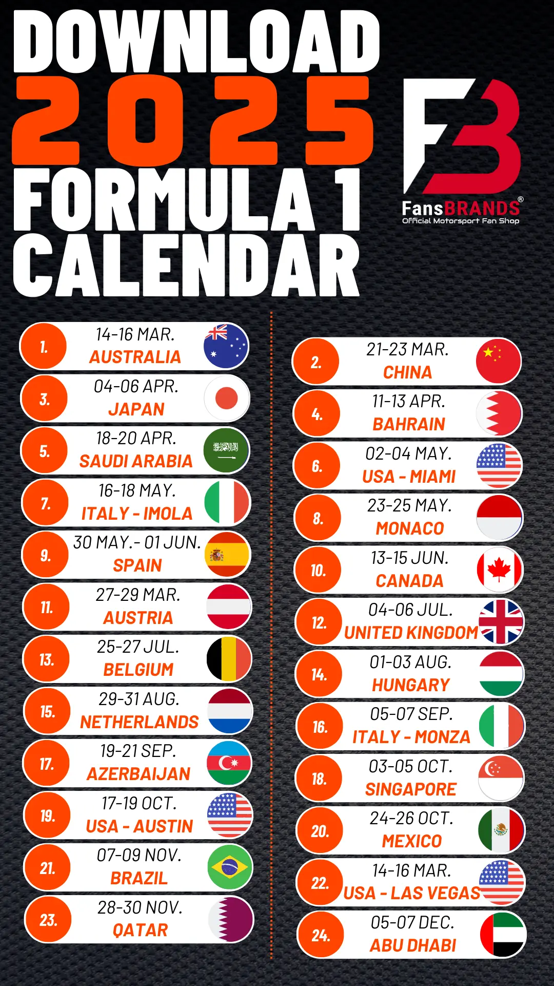 Formula 1 Calendars Formula 1 Calendars