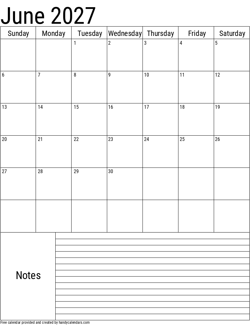 June 2027 Calendars