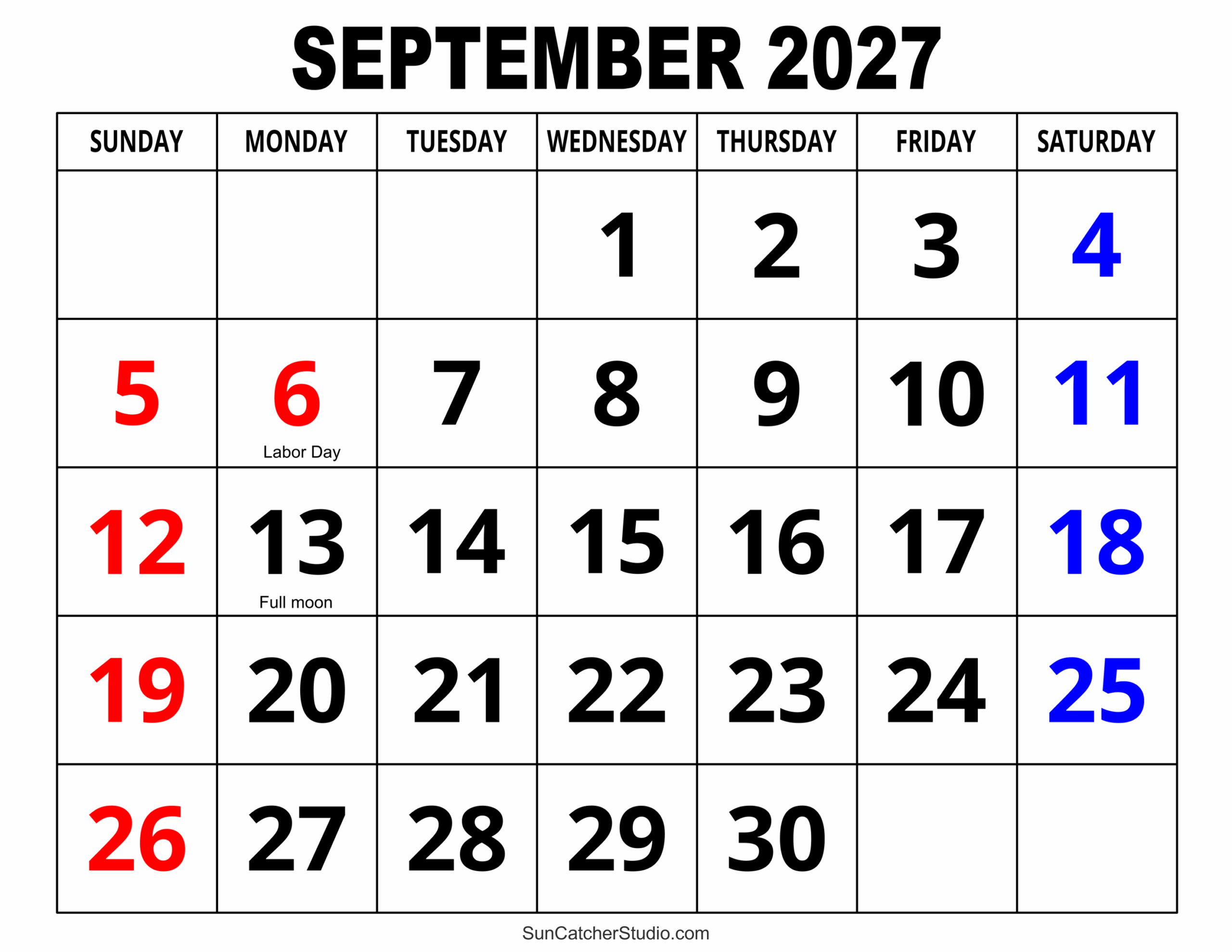 September 2027 Calendar