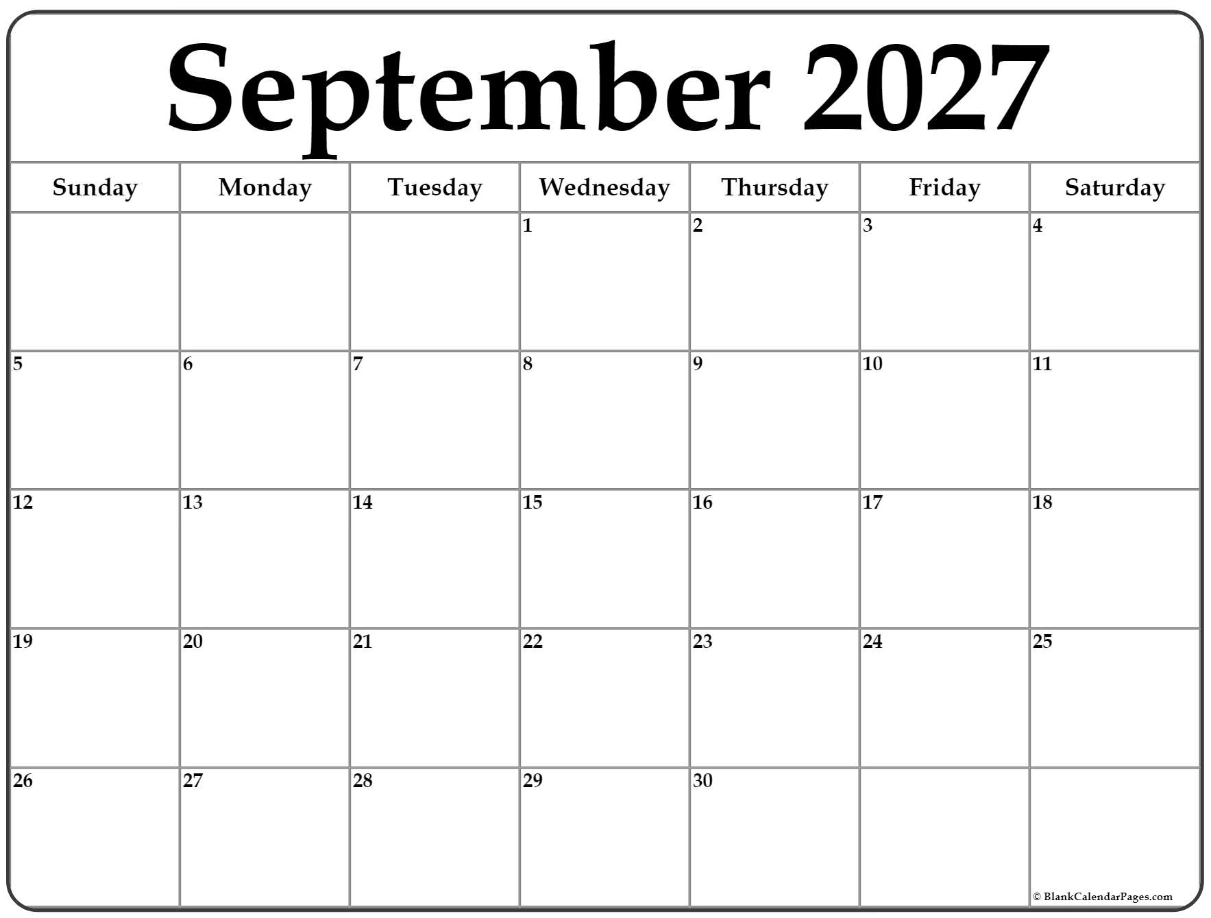 September 2027 Calendar